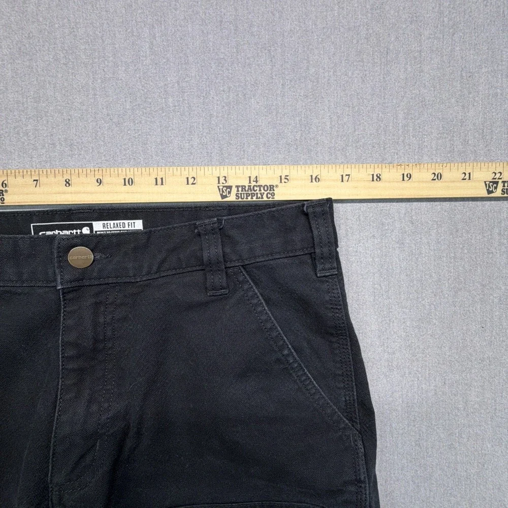 CARHARTT Jeans Mens 33x30 (Fits 32x29) Black DOUBLE KNEE Relaxed Fit Workwear